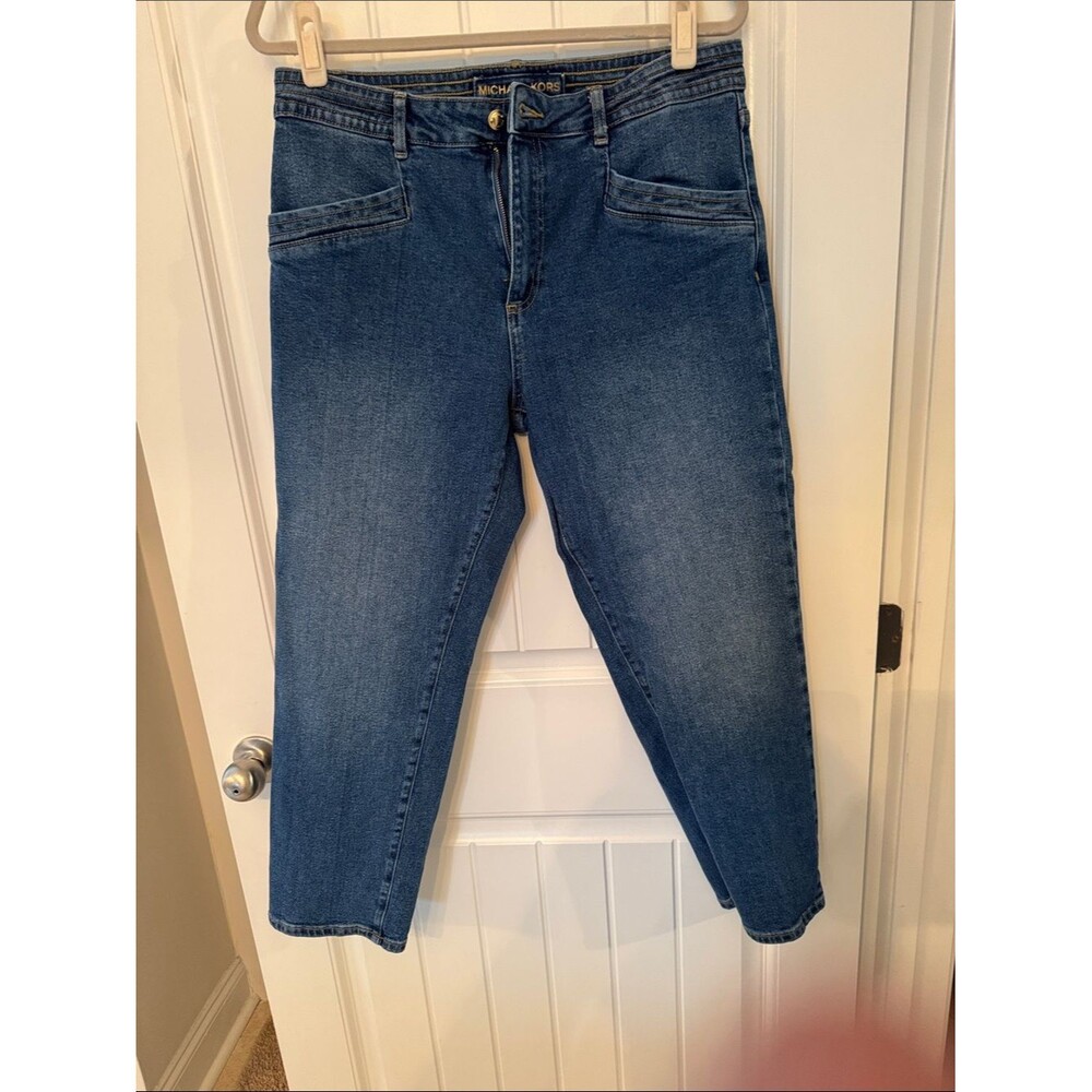 Michael Kors Women's Dark Blue Cropped Straight Jeans